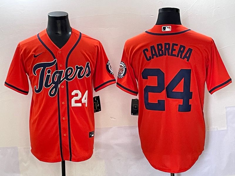 Men 2025 Detroit Tigers #24 Cabrera Orange Game Nike MLB Jersey style 2